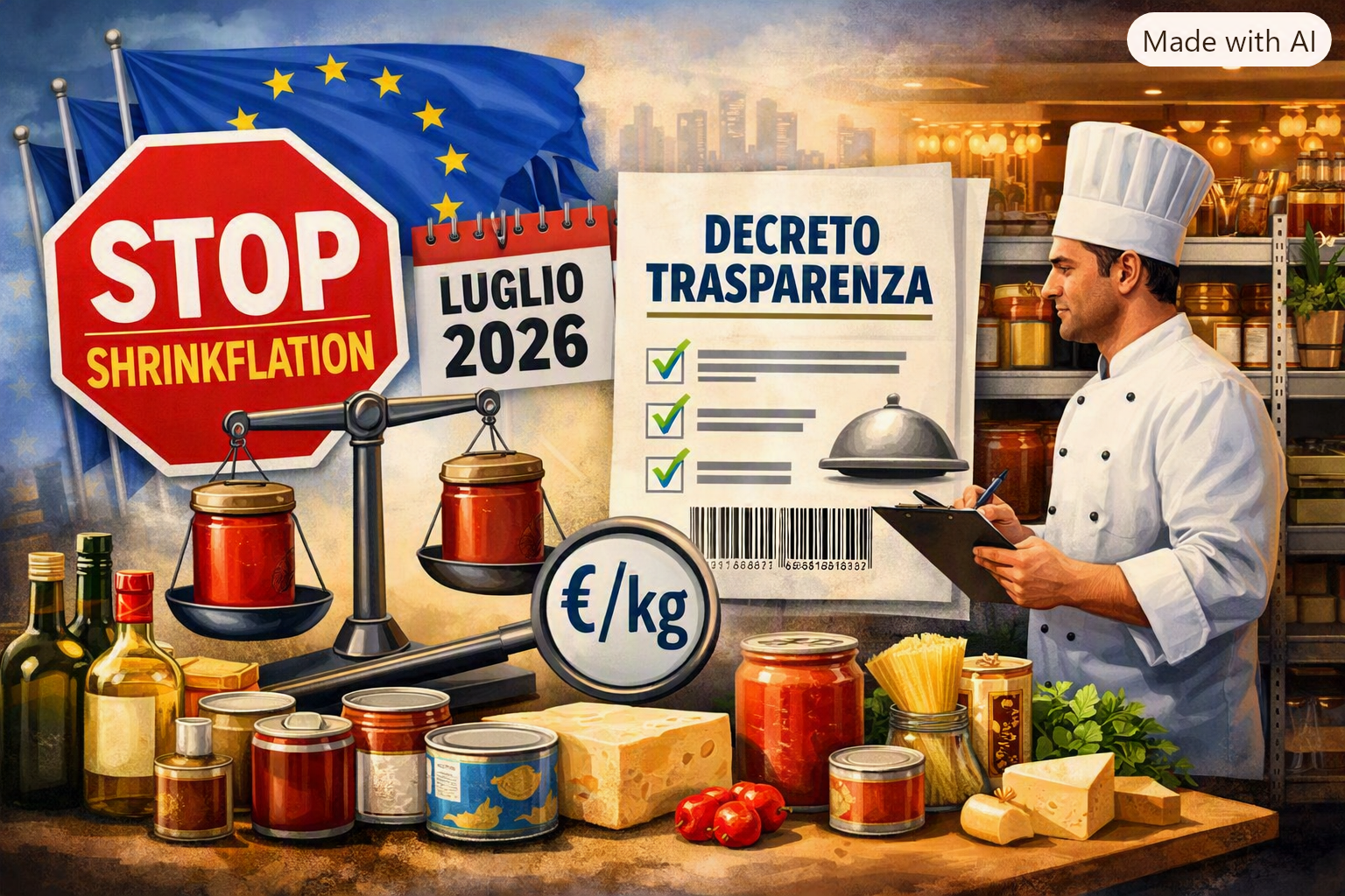 Stop alla Shrinkflation nei contratti B2B: come cambia il procurement Ho.Re.Ca. con il nuovo Decreto Trasparenza