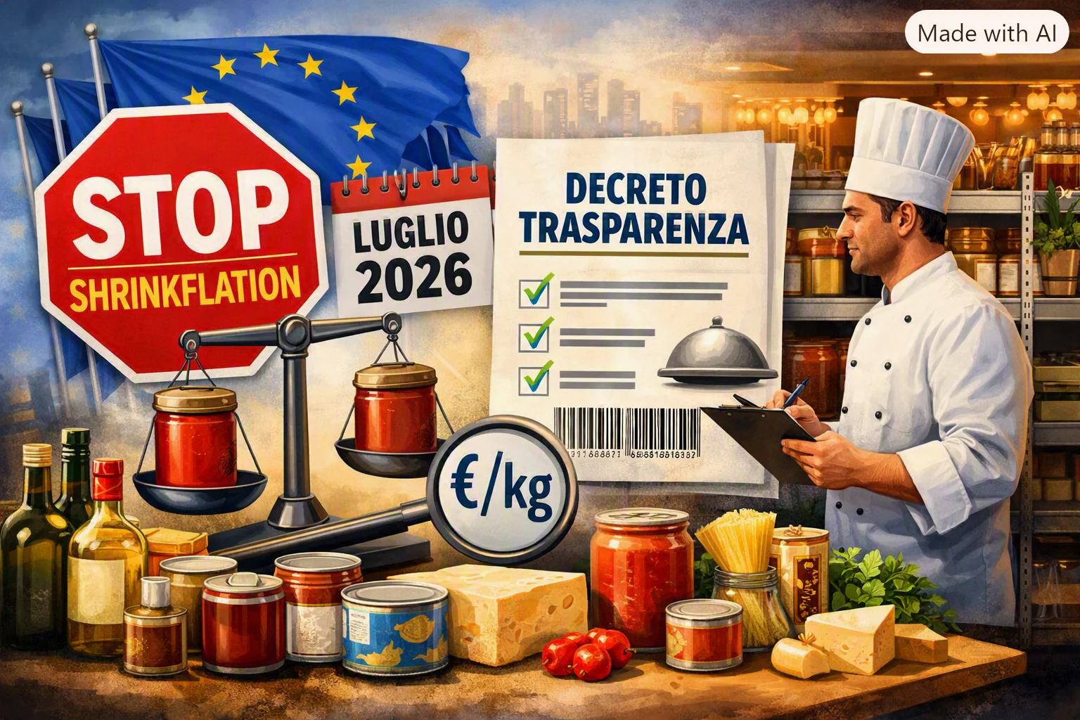 Stop alla Shrinkflation nei contratti B2B: come cambia il procurement Ho.Re.Ca. con il nuovo Decreto Trasparenza